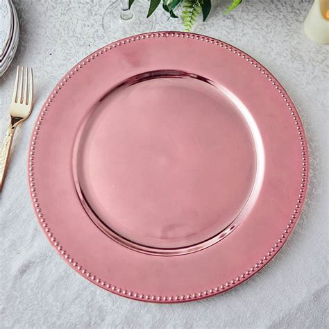 Efavormart 24 Pcs 13 Rose Gold Round Charger Plates Dinner Chargers For Tabletop Decor Holiday