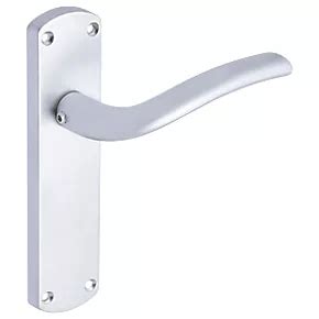 Smith & Locke Corfe Fire Rated Latch Lever Door Handles Pair Satin Chrome | Backplate Handles ...