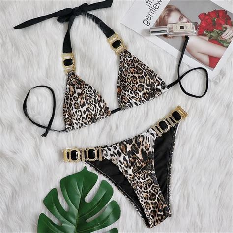 Bikini Swimsuit Womens European And American Vacation Sexy Leopard