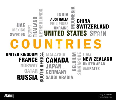 World countries word tag cloud vector illustration Stock Vector Image ...