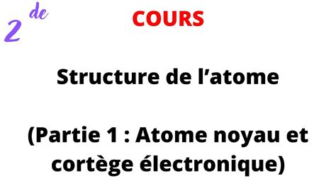 COURS 2de Structure de latome Partie 1 Atome noyau et cortège