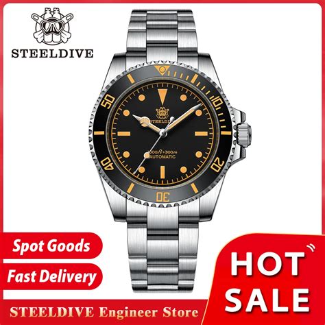 Steeldive Sd V Reloj De Pulsera Mec Nico De Buceo Cron Grafo Retro