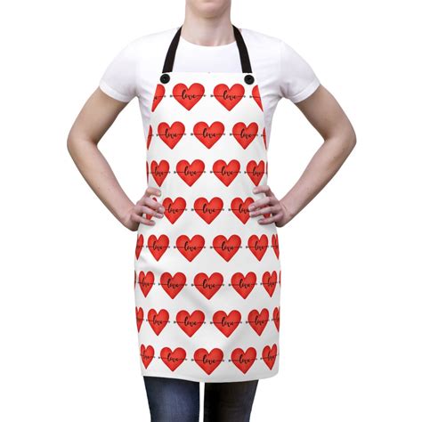 Love Red Heart Apron Valentines Day Apron Anniversary Apron Kitchen