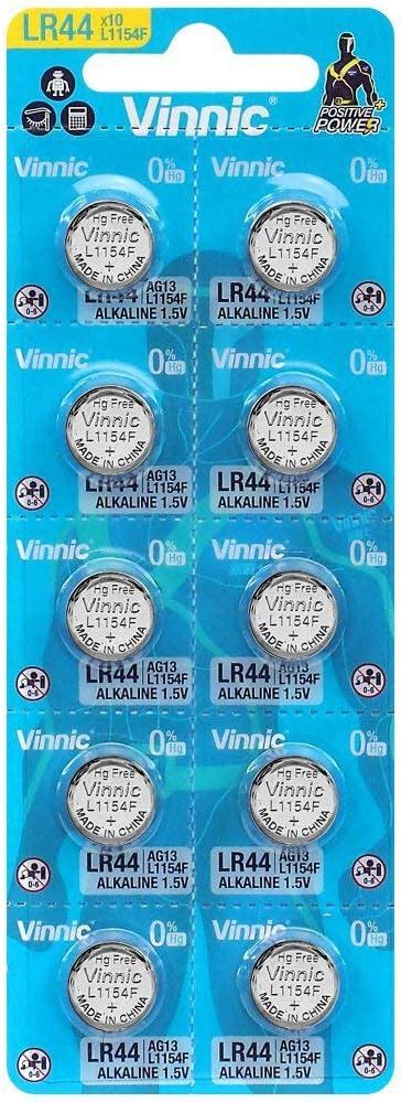 Vinnic Batterie Set L1154 F LR44 AG13 1 5 V Alkaline 10 St