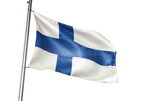 Finland National Flag Waving Isolated On White Background Realistic 3d