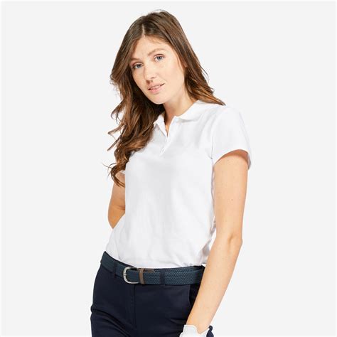 Women's golf short-sleeved polo shirt MW100 white