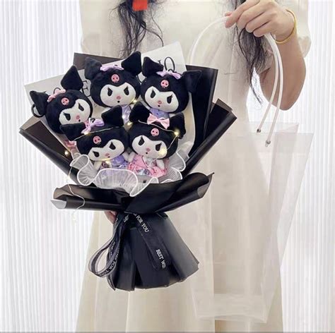 Special For Kuromi Lover Kuromi Plush Doll Flower Bouquet Sanrio