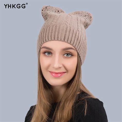 Yhkgg Casual High Quality Vogue Cute Cat Ear Winter Warm Cashmere Wool