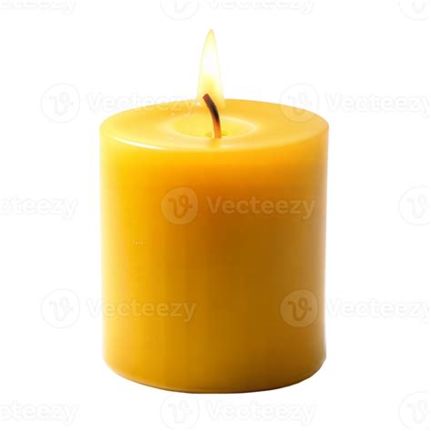 Close-up of a burning yellow candle with a bright flame 44651304 PNG