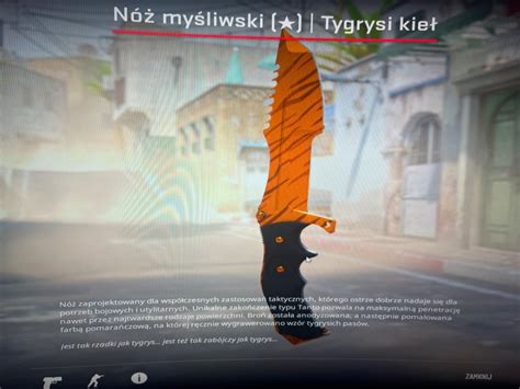 Nóż kosa Cs2 CSGO tiger tooth Nóż myśliwski Zaniemyśl Kup teraz na