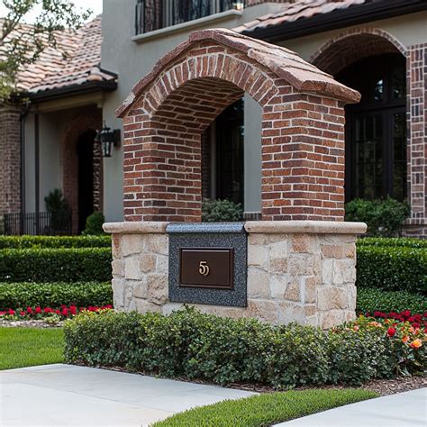 residential brick  stone mailbox  planter diy flag stone