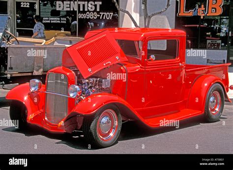 Red Ford Hot Rod Pickup Truck Stock Photo Alamy