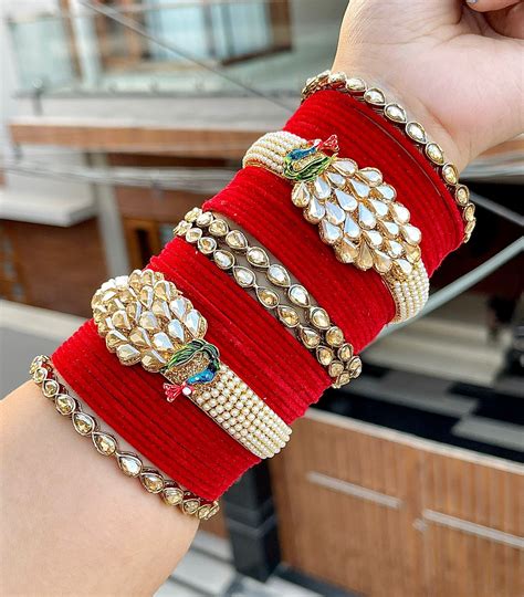 PEACOCK RED BANGLES SET - Chooda Bazar