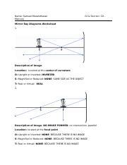 Mirror Ray Diagrams Worksheet Docx Name Samuel Muralidharan Mercury