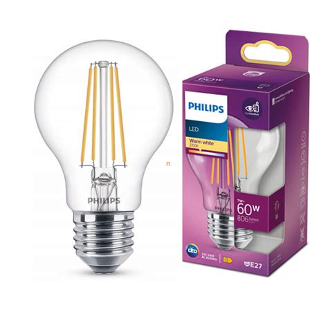 Philips Led Classic 7w E27 2700k 806lm Filament átl Led 60w Izzó