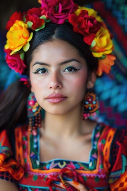 Premium Photo A Vibrant Portrait Capturing The Beauty Of A Young Mexican Woman