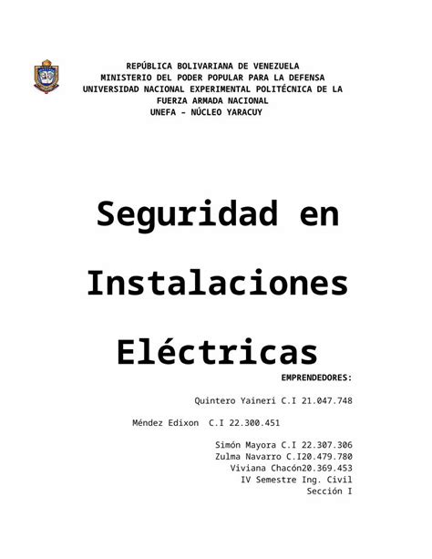 Docx Seguridad En Instalaciones El Ctricas Dokumen Tips