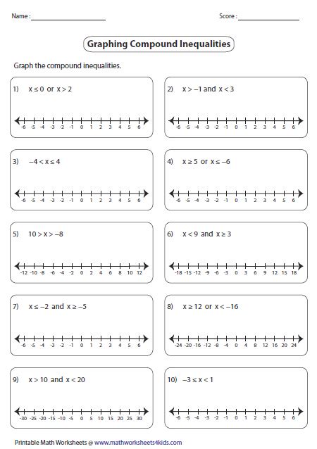 solving and graphing compound inequalities worksheet