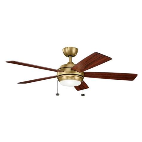 Kichler Starkk 52 In Brass Indoor Downrod Ceiling Fan 5 Blade In The Ceiling Fans Department