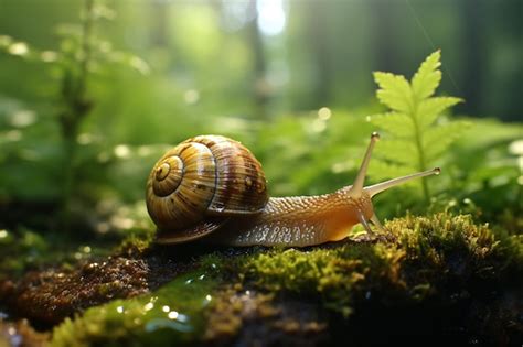 Premium AI Image | Macro photography snail on dark background3