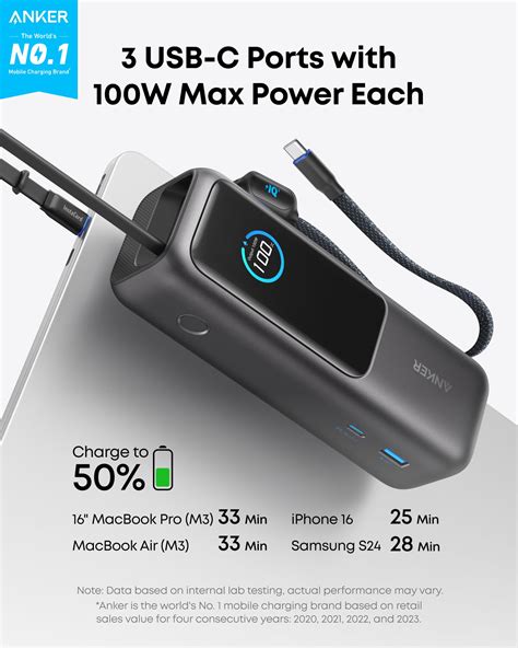 anker laptop power bank   built   retractable cables