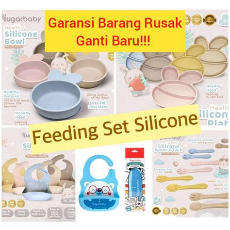 Jual Sugar Baby Mangkok Set Bayi Mangkok Piring Sedok Garpu Silicone