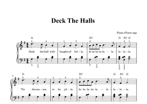 Deck The Halls Piano Sheet Music Arr Piano Etutor App By