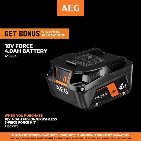 Aeg 18v 40ah 3 Piece Fusion Brushless Force Kit Bunnings New Zealand