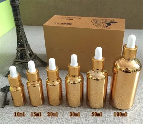 100PCS Gold 10ml Glass Dropper Bottles Hot Sale Golden Mini Glass