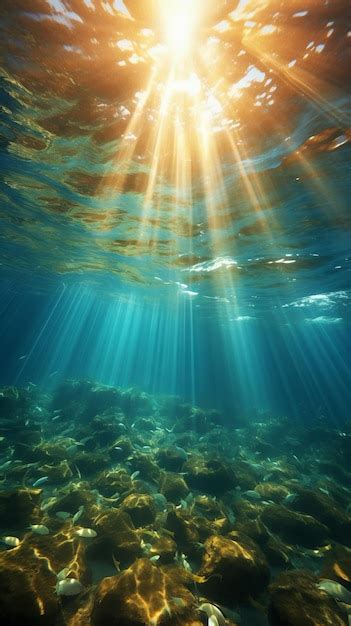 Premium Photo Underwater Sunlight Shining Through The Ocean Surface