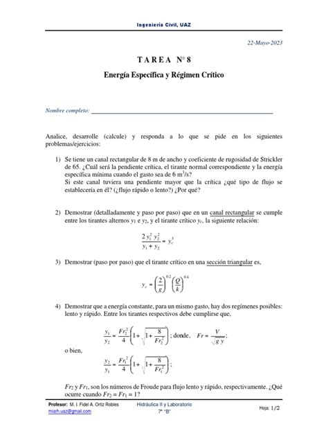 Especifica Pneus - Energía Especifica | PDF | Ciencias fisicas