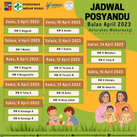 Jadwal Kegiatan Posyandu Wilayah Puskesmas Mekar Wangi Puskesmas