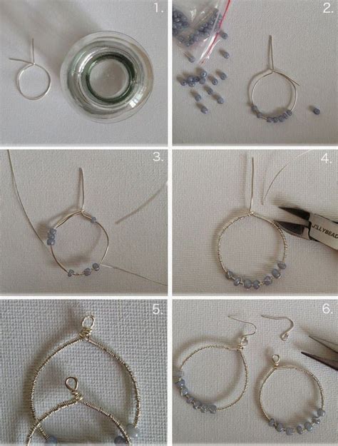 Diy Bead And Wire Wrapped Hoop Earrings Diy Beads Beads And Wire