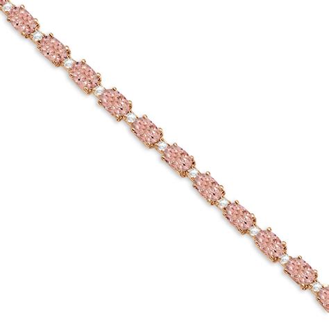 Morganite And Diamond Tennis Bracelet 14k Rose Gold 12 00ct Az12517