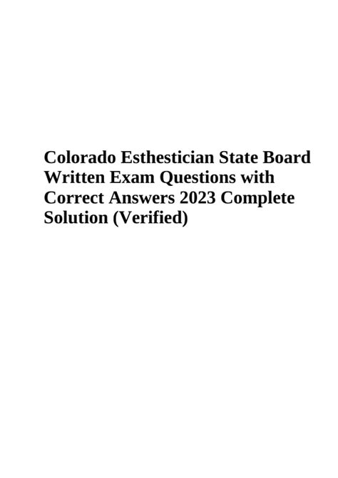 Colorado Esthetician Written Exam Practice