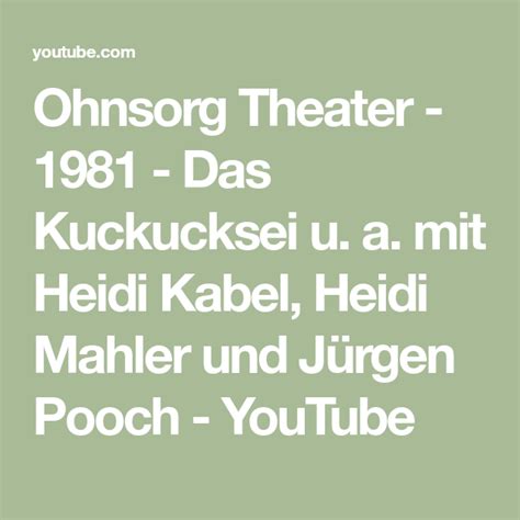 Ohnsorg Theater 1981 Das Kuckucksei U A Mit Heidi Kabel Heidi