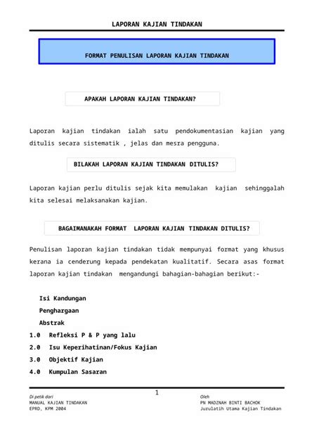 Docx Contoh Laporan Kajian Tindakan Dokumentips