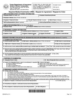 Fillable Online Form Dwc Required Medical Examination Notice Or