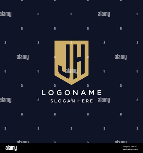 Jh Monogram Initials Logo Design With Shield Icon Template Stock Vector