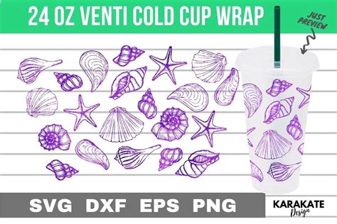 Sea Shell Oz Venti Cup Wrap Svg Graphic By Karakate Creative Fabrica