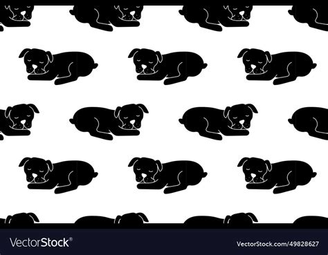 Dog sleeping silhouette pattern Royalty Free Vector Image