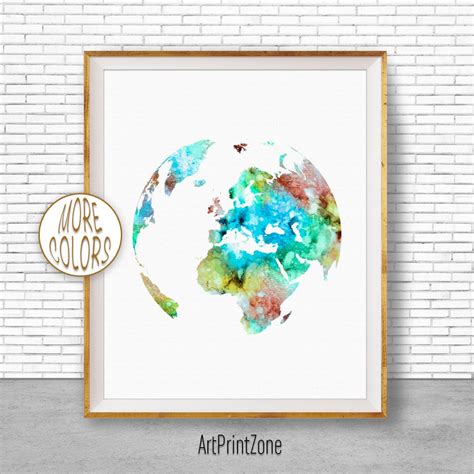 Globe Wall Art World Map Print Globe Print Globe Art Print Etsy