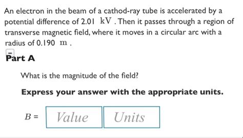 Solved An electron in the beam of a cathod-ray tube is | Chegg.com