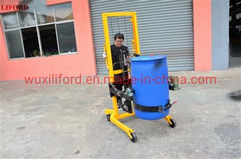 450kg Hydraulic Manual Drum Lifter Stacker With Weighing Scale Da450 1