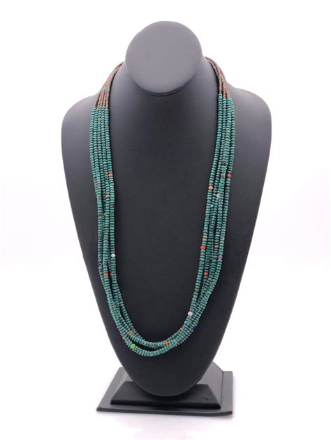 Lot Native American Turquoise Heishi Strand Necklace