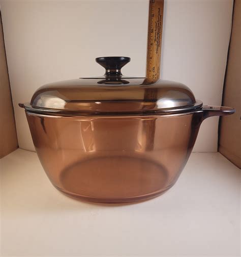 4 5L Corning Visions Dutch Oven Stock Pot W Lid Amber Etsy