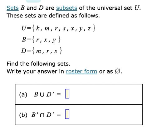 Solved Sets B And D Are Subsets Of The Universal Set U Chegg