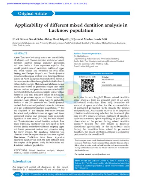 applicability   mixed dentition analysis  lucknow
