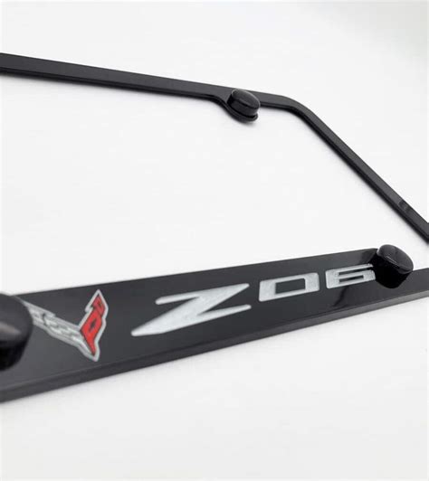 Corvette Z License Plate Frame Gloss Black Finish