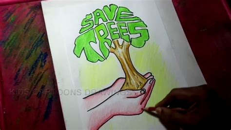 How To Draw Save Trees Save Life Poster Drawing For Kids Toreback